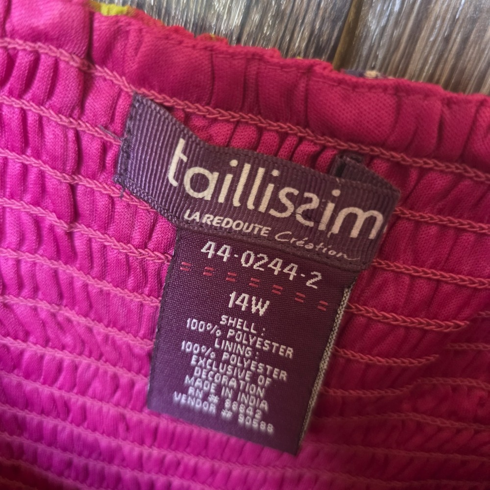 Taillissime Dress Womens Size 14W Hot Pink Floral Sleeveless Sundress Adjustable - Picture 4 of 8